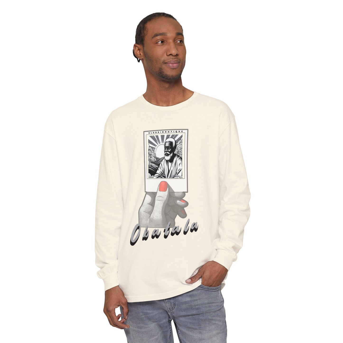 Polaroid Obatala Long Sleeve Tee for Devotee & Godparent ! Orisha Polaroid Collection