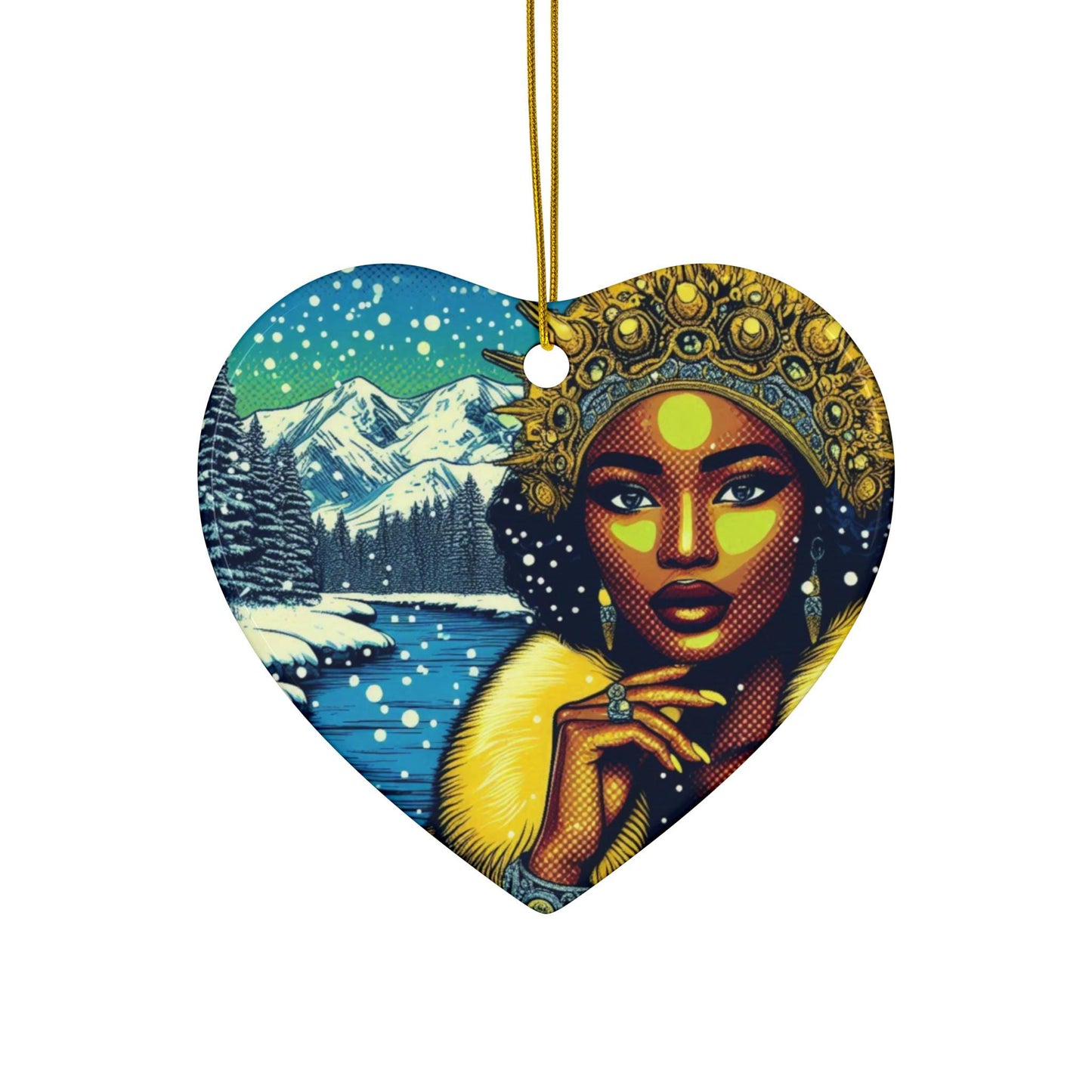 Orisha OSHUN winter themed Ornament! Oshun festive holiday ornament! Gift for Devotee and Godparent!