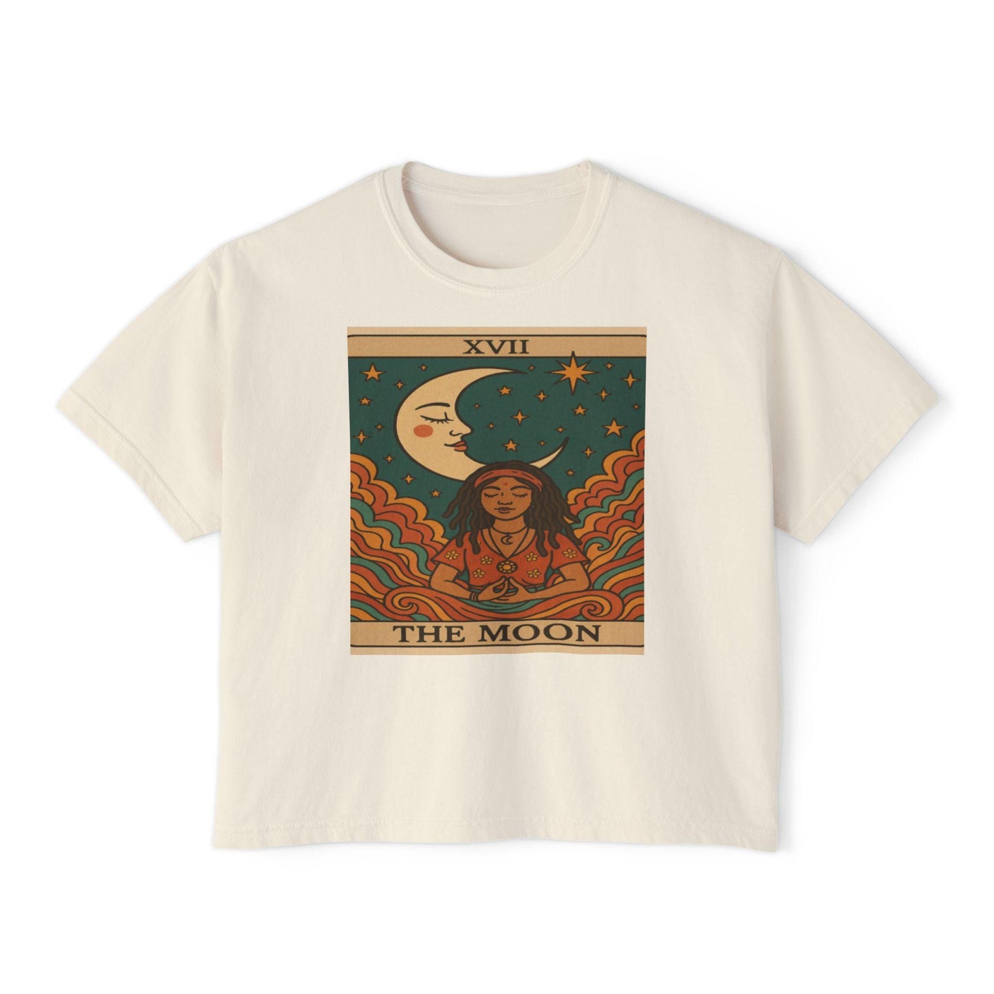 Mystical TAROT Moon Women's Boxy Tee, Tarot Tee, Astrology Shirt, Astrology Gift, Boho Fashion, Spiritual Apparel