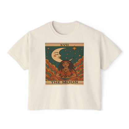 Mystical TAROT Moon Women's Boxy Tee, Tarot Tee, Astrology Shirt, Astrology Gift, Boho Fashion, Spiritual Apparel