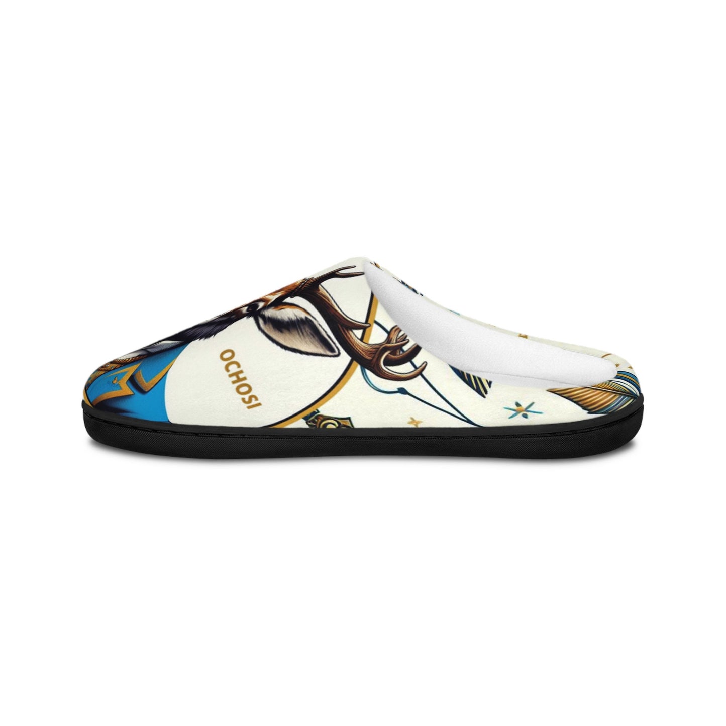 Orisha OCHOSI " Deer Hunter" stylish indoor comfy slippers, Gift for devotee or godparent! Ashe Ochosi slippers