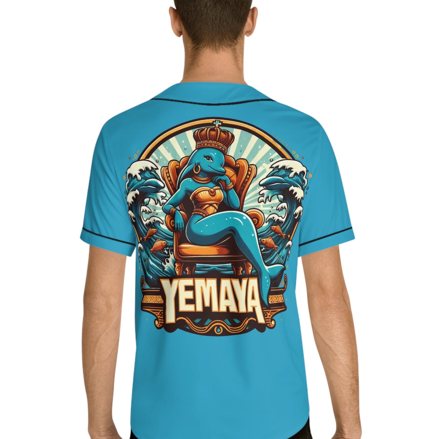 Ashe Yemaya "Royal Crowned Dolphin" Jersey - Orisha Urban Style | Gift for Devotee or Godparent