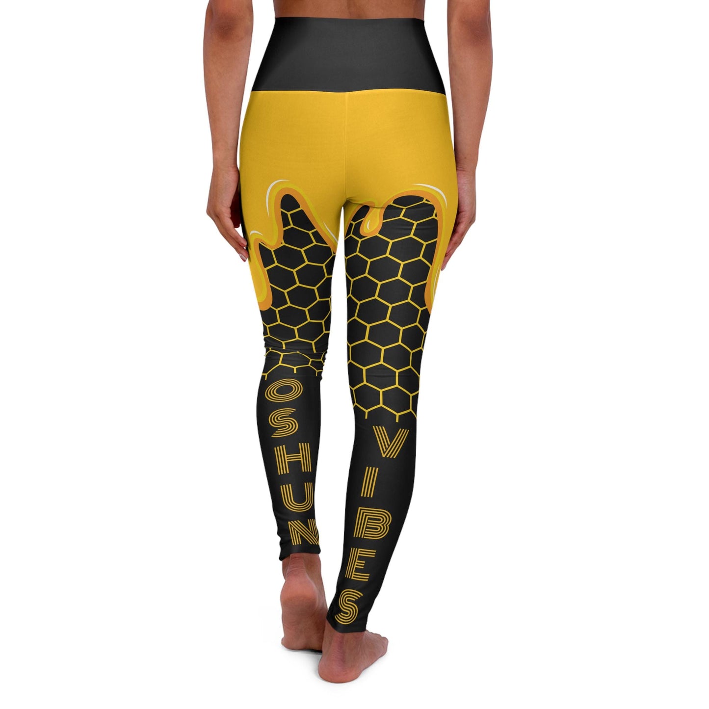 OSHUN "Vibes" Honey Drip, Honey Comb Pattern High Waisted YOGA Leggings!! Orisha Based Oshun Honey Leggings !