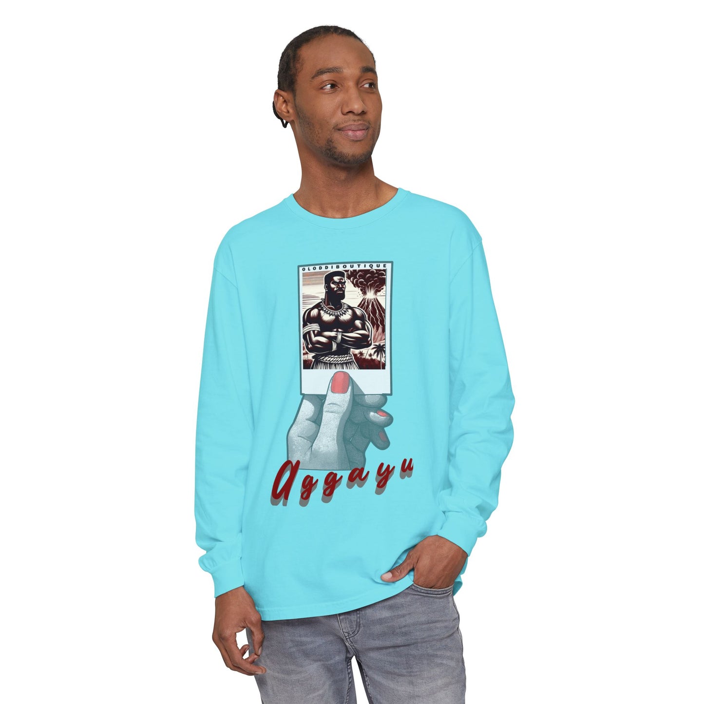 Polaroid Aggayú (Agayu) Long Sleeve Tee for Devotee & Godparent! Orisha Polaroid Collection