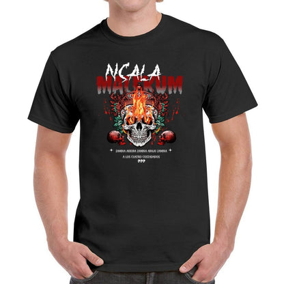 NSALA Malekum Palo Mayombe Zambia Arriba Skull with Fire Tshirt! Palo Mayombe Tata Yaya unisex Urban Tshirt.