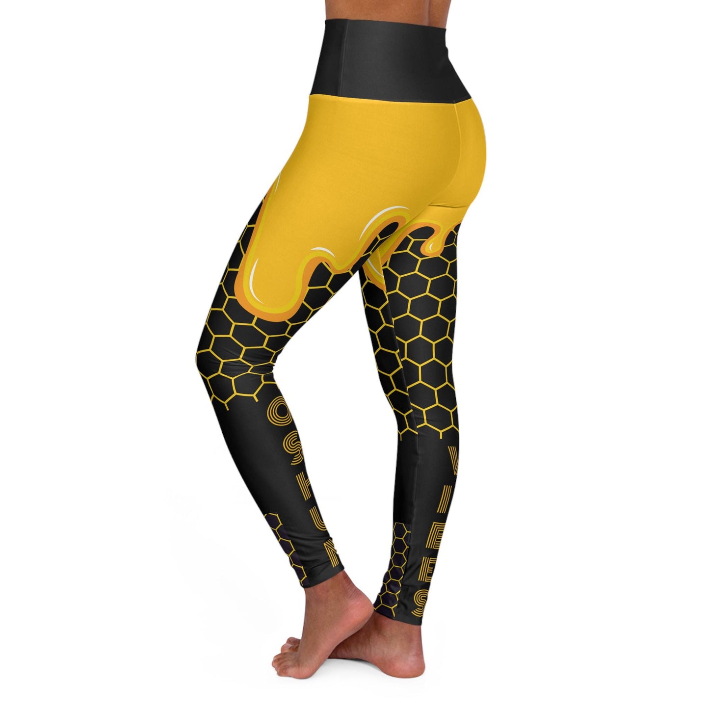 OSHUN "Vibes" Honey Drip, Honey Comb Pattern High Waisted YOGA Leggings!! Orisha Based Oshun Honey Leggings !