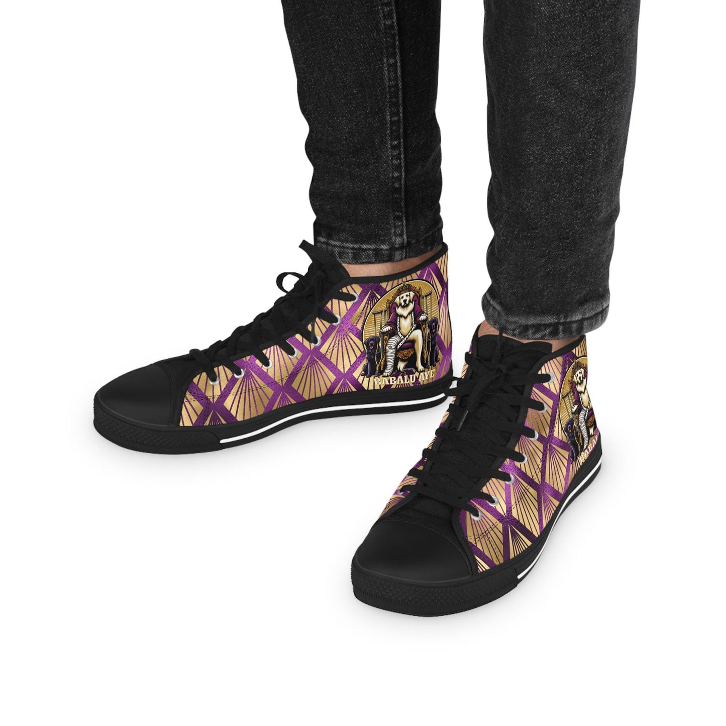 Babalu Aye-inspired sneakers! Gift for devotee or Godparents! san lazaro high top sneakers!