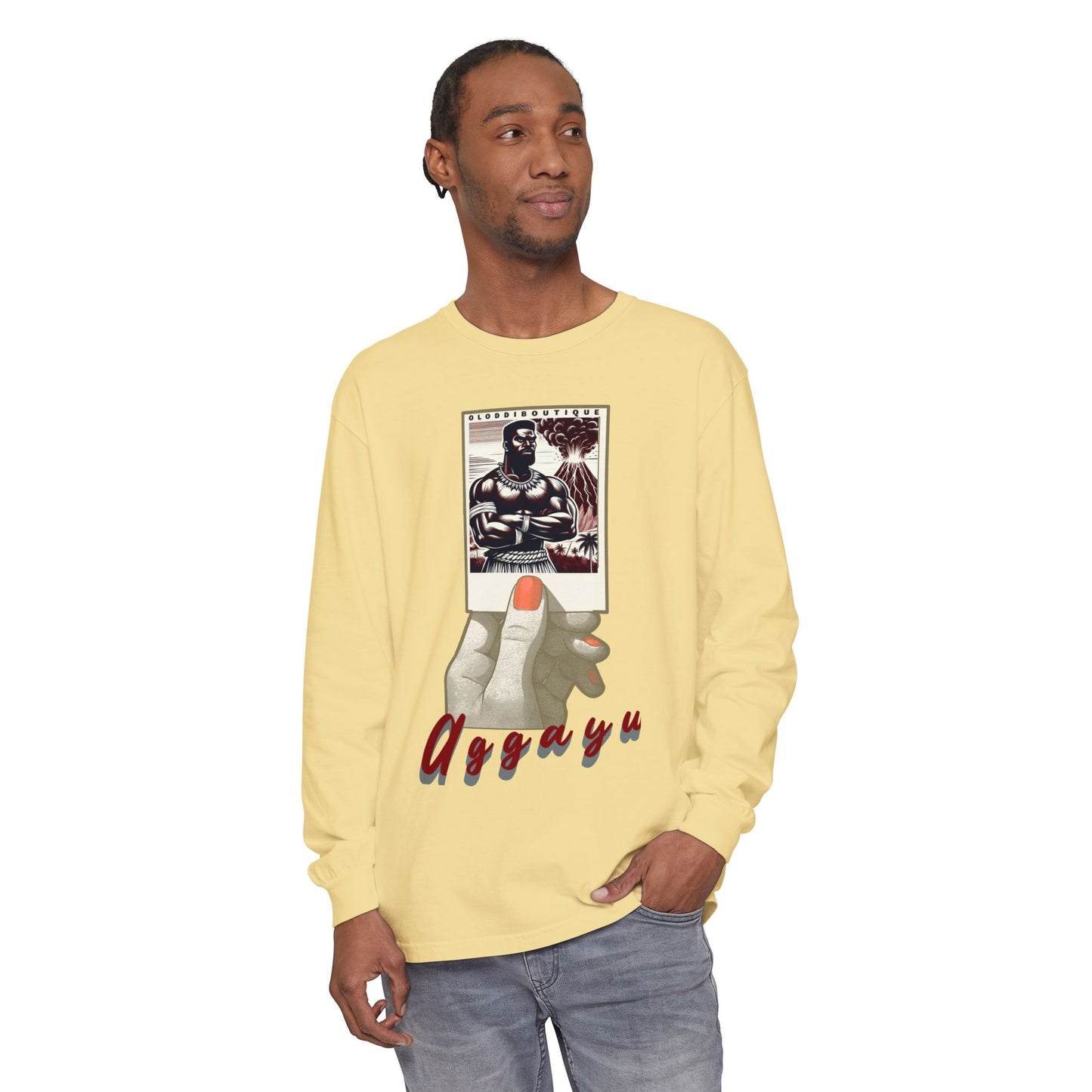 Polaroid Aggayú (Agayu) Long Sleeve Tee for Devotee & Godparent! Orisha Polaroid Collection