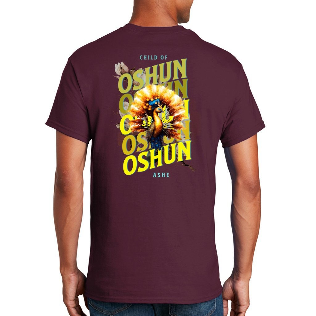 Orisha OSHUN peacock  Ashe Unisex Retro tshirt, Child of OSHUN Tshirt, Ashe OSHUN Afroculture Yoruba Orisha Tshirt