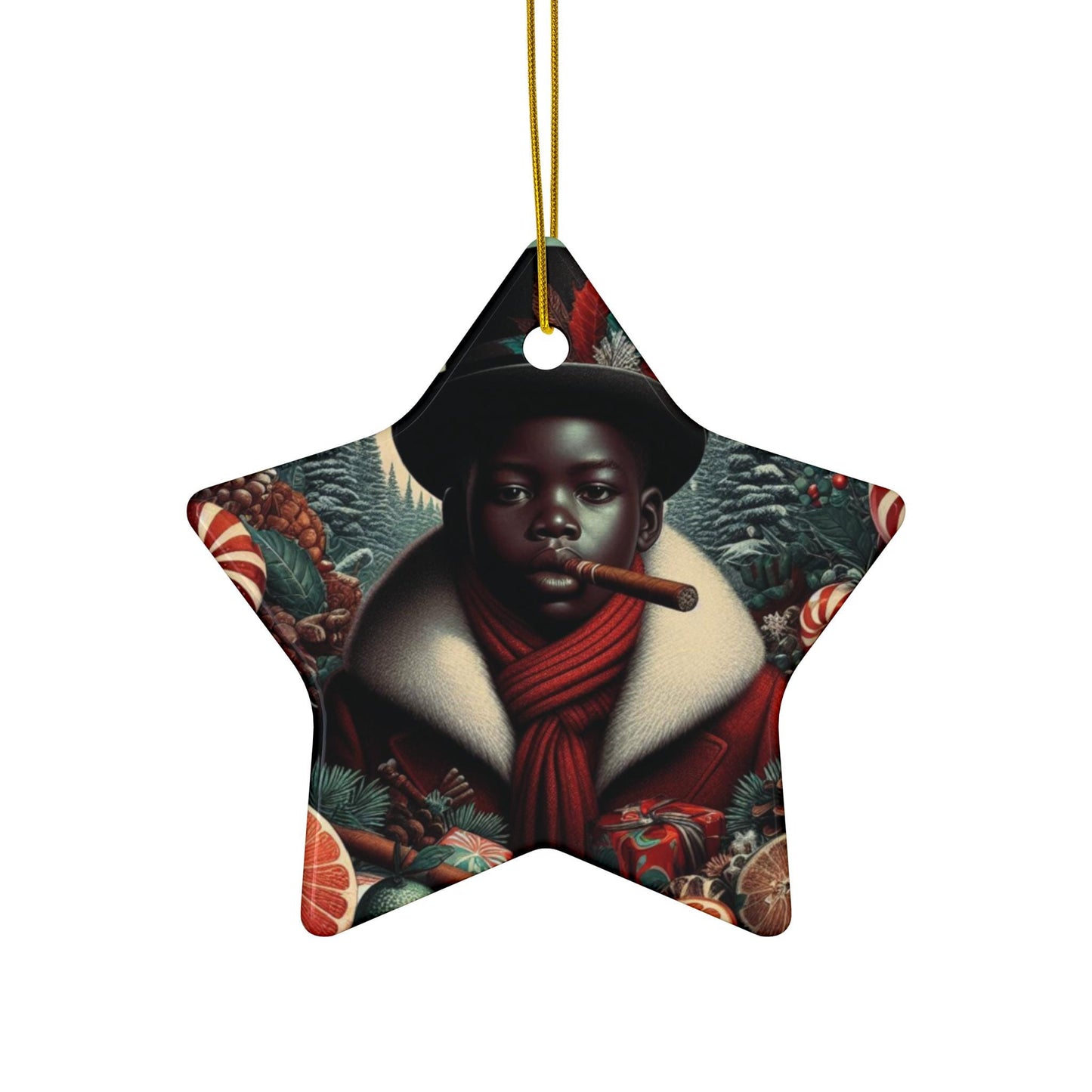 Orisha Inspired ELLEGUA Winter Theme Ornament! Festive Orisha Based Ornament!