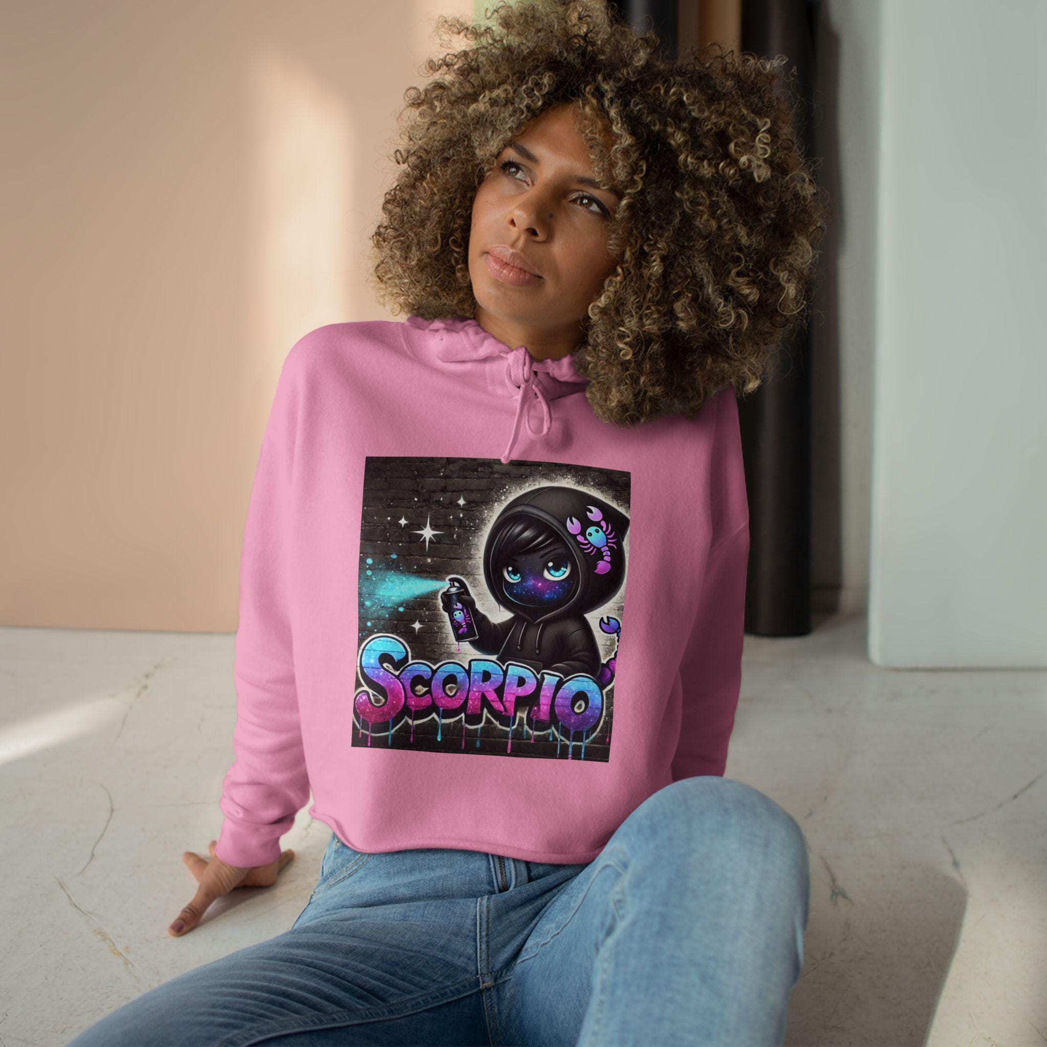 Scorpio Vibes Crop Hoodie - Trendy Astrology Apparel, Zodiac Gift, Statement Hoodie, Halloween Fashion, Horoscope Lovers