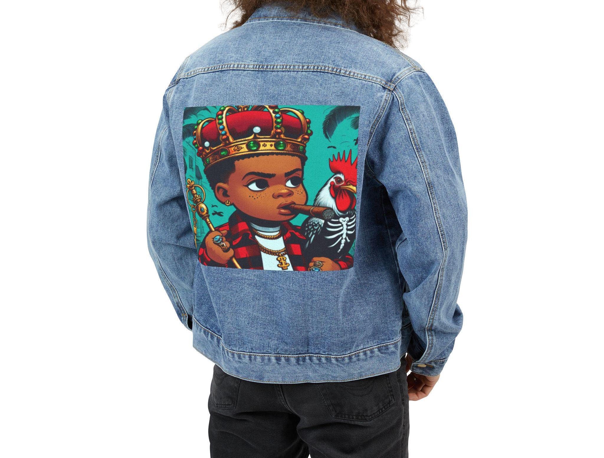 Orisha ELLEGUA Denim Pop Art Jean Jacket! Gift for Godparent or Devotee!