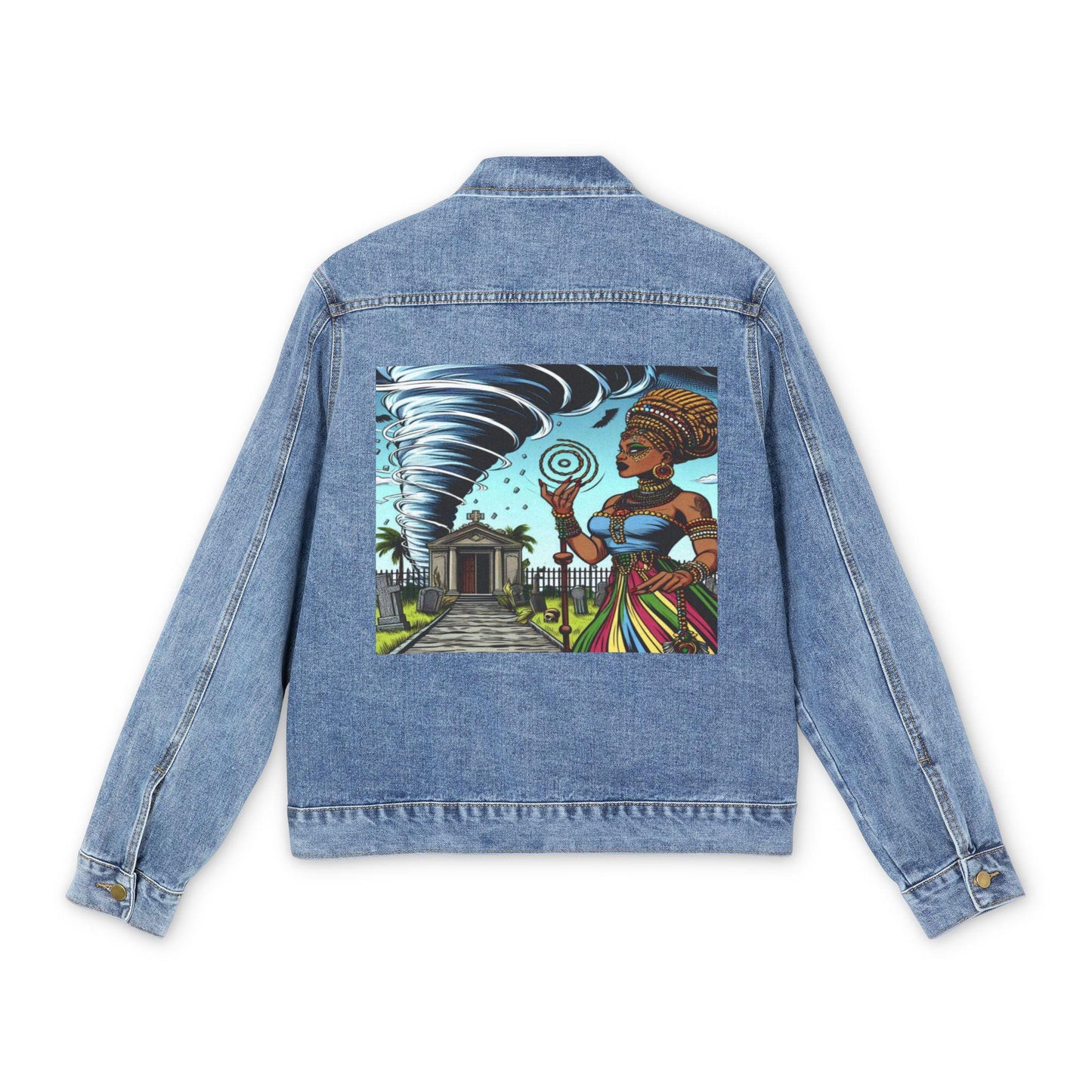 Orisha OYA YANSA Denim Pop Art Jean Jacket! Gift for Godparent or Devotee