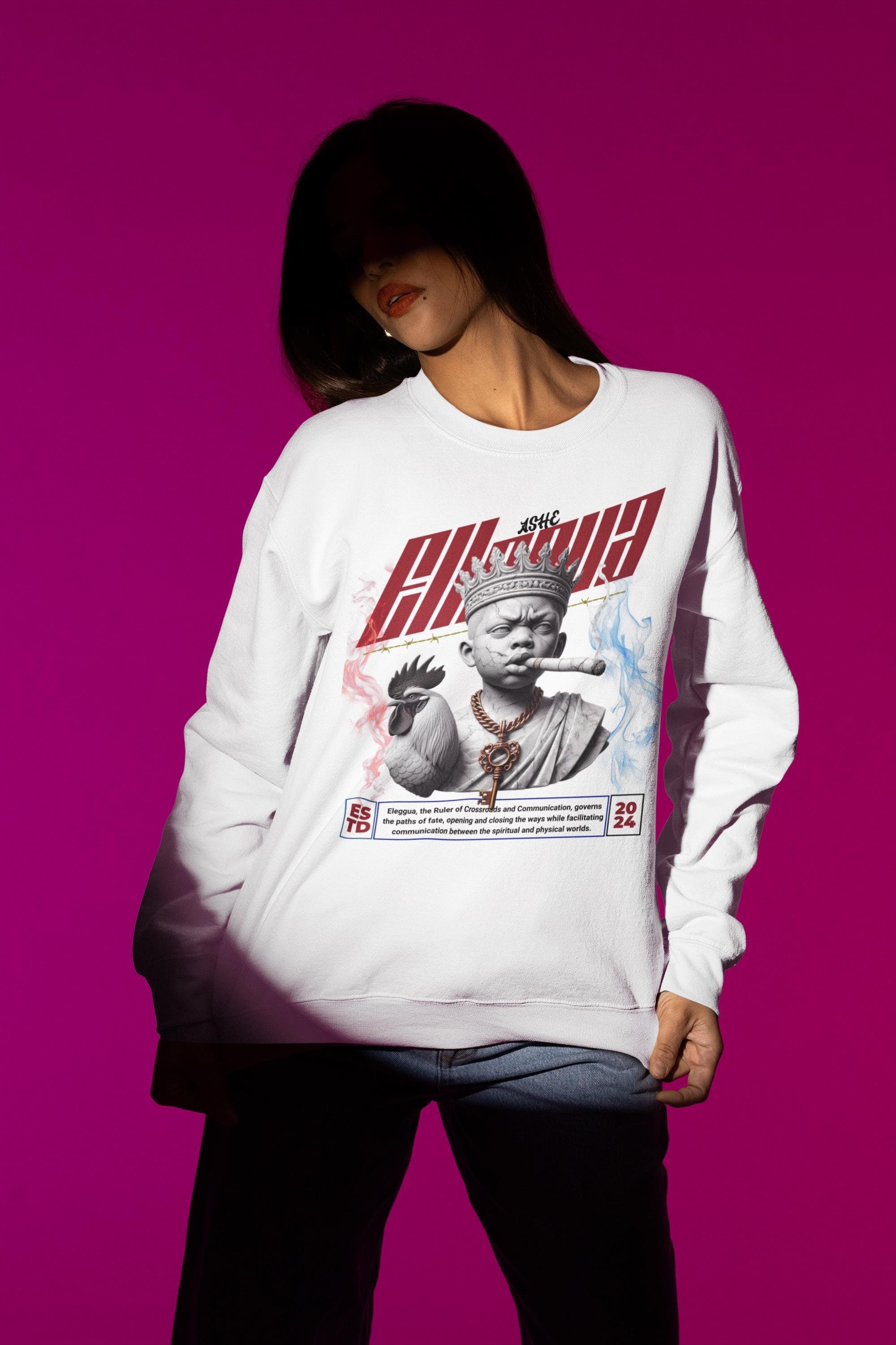 Eleggua Marble Style Roman Look Sweatshirt, Orisha ELLEGUA "Ruler Of" Sweatshirt, Gift for devotee or Godparent!