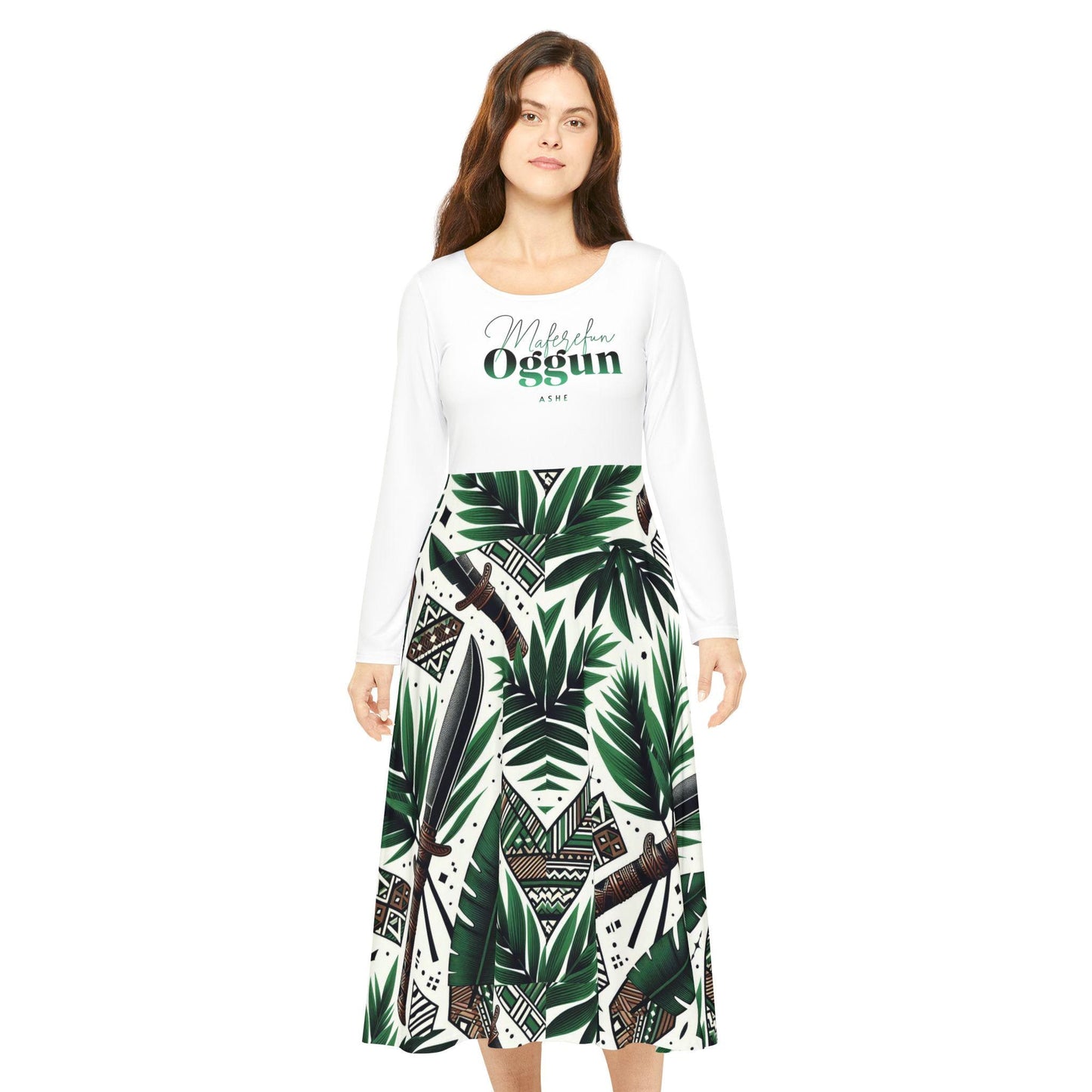 Maferefun Orisha OGGUN Long sleeve Dress! Gift for devotee or Godmother! omo oggun stylish dress!! Ashe OGGUN!!