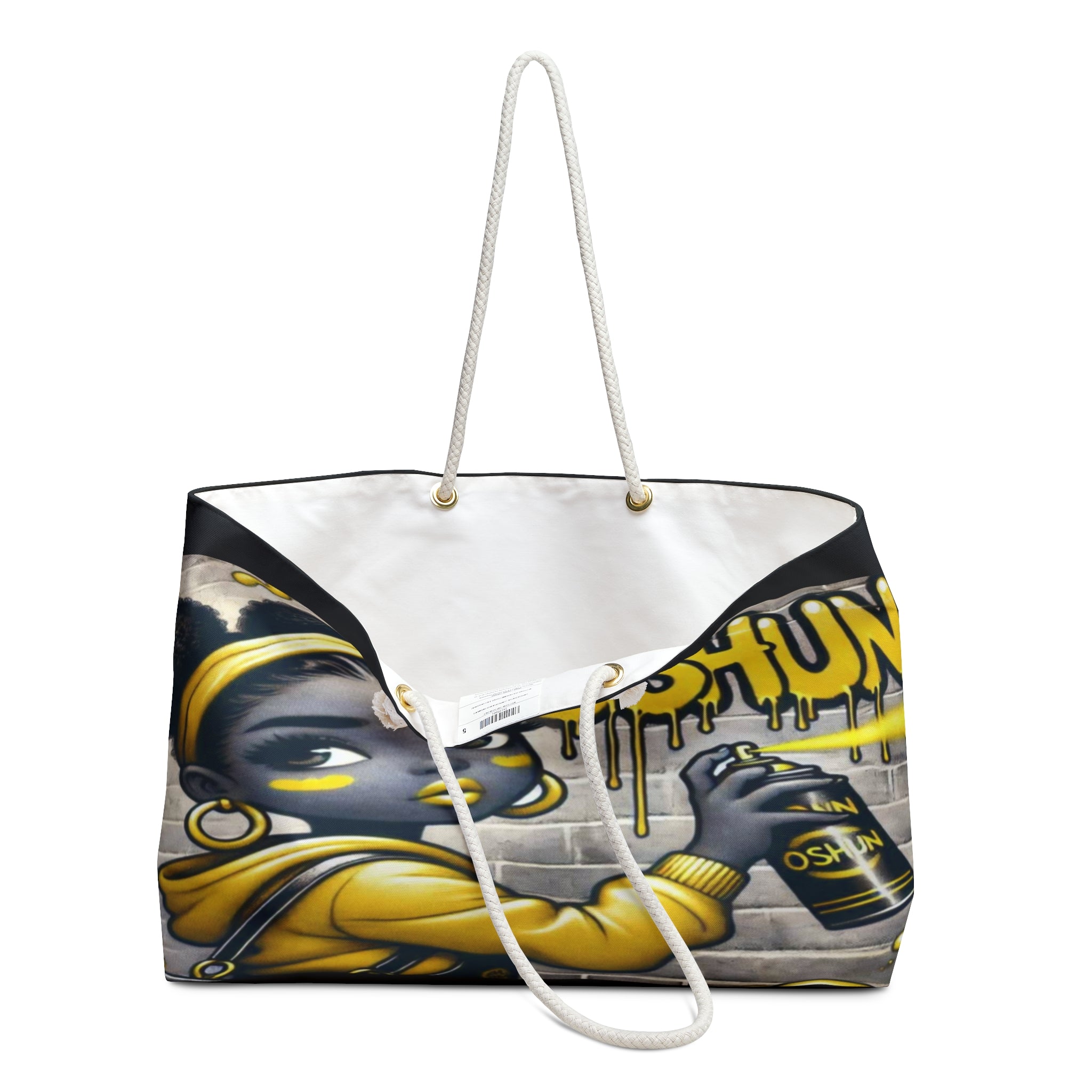 Street Art Inspired, Orisha OSHUN Ladies Weekender Bag! Cute and Whimsical OSHUN on the Go Bag! Gift for Devotee or Godparent!