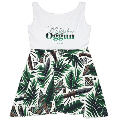 Orisha OGGUN Summer Skater Style Dress! Gift for Devotee,friend or Godmother! omo oggun! Maferefun Oggun summer boho Dress! ashe oggun!
