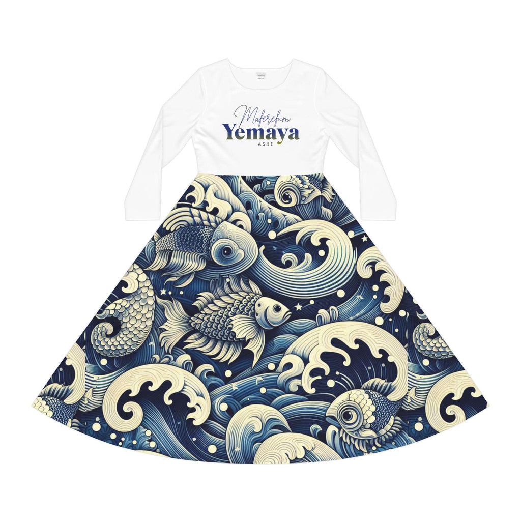 Maferefun YEMAYA Long Sleeve Dress! Gift for Devotee or Godparent! Fall/Winter Lucumi Based Yemaya Dress!