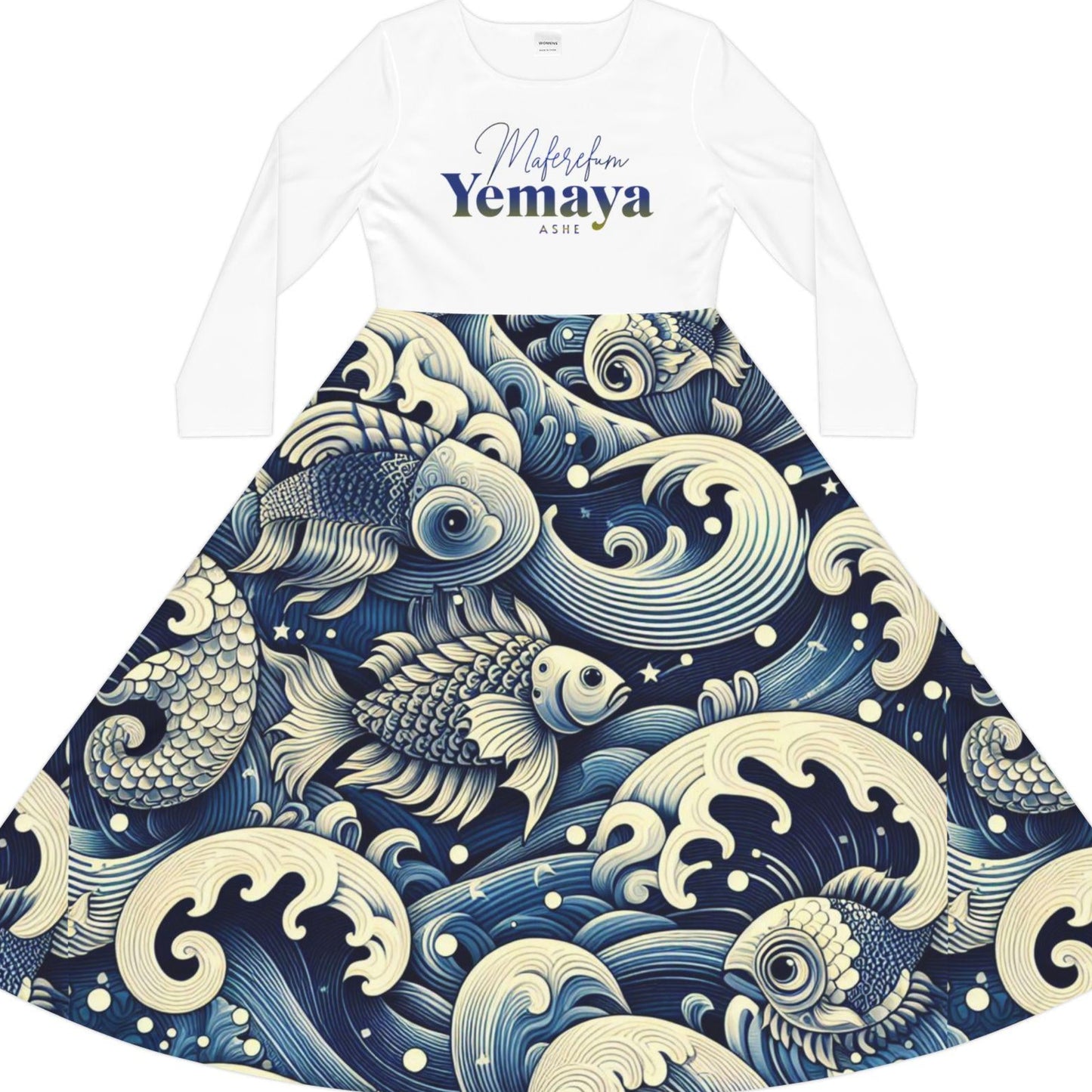 Maferefun YEMAYA Long Sleeve Dress! Gift for Devotee or Godparent! Fall/Winter Lucumi Based Yemaya Dress!