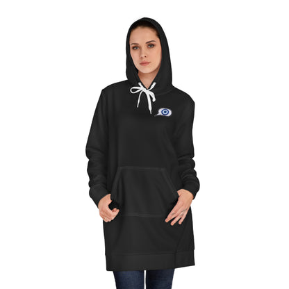 Evil Eye Lace-Up Hoodie Dress — Blue Nazar Charm Back Print
