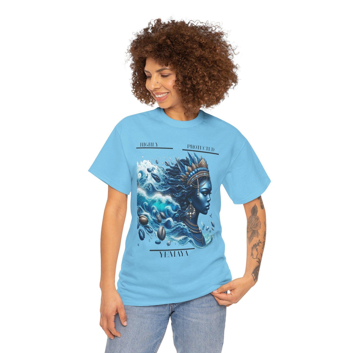 Highly Protected YEMAYA Tshirt, gift of Godparent or Devotee ,Bohemian T-Shirt,  Gift fo, Spiritual Apparel, Ashe YEMAYA