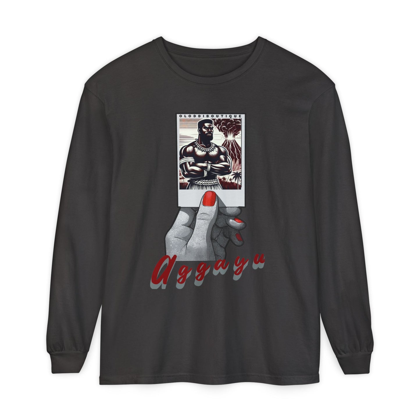 Polaroid Aggayú (Agayu) Long Sleeve Tee for Devotee & Godparent! Orisha Polaroid Collection