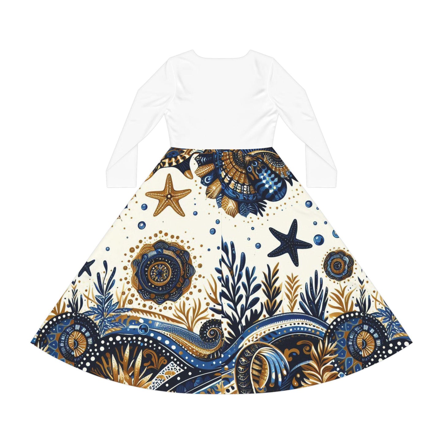 Maferefun "OLOKUN" Long Sleeve Orisha Based Dress!Gift For Devotee or Godparent!