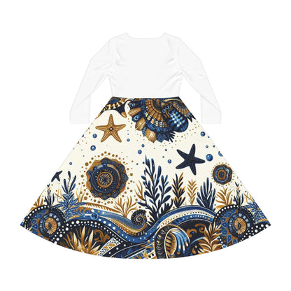 Maferefun "OLOKUN" Long Sleeve Orisha Based Dress!Gift For Devotee or Godparent!