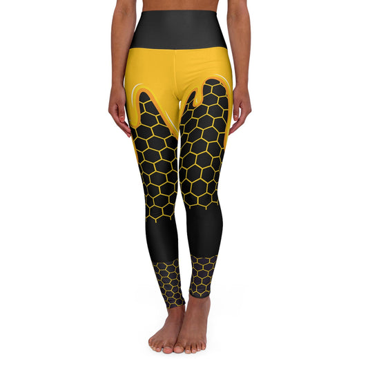 OSHUN "Vibes" Honey Drip, Honey Comb Pattern High Waisted YOGA Leggings!! Orisha Based Oshun Honey Leggings !