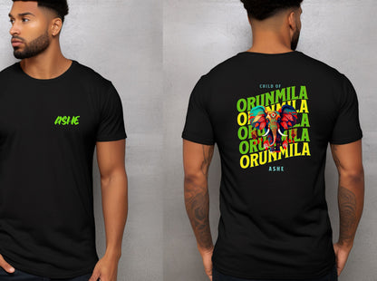 Orisha ORUNMILA Elephant Ashe Retro Tshirt, IFA Orunmila "child of Orunmila" Elephant Afroculture Tshirt