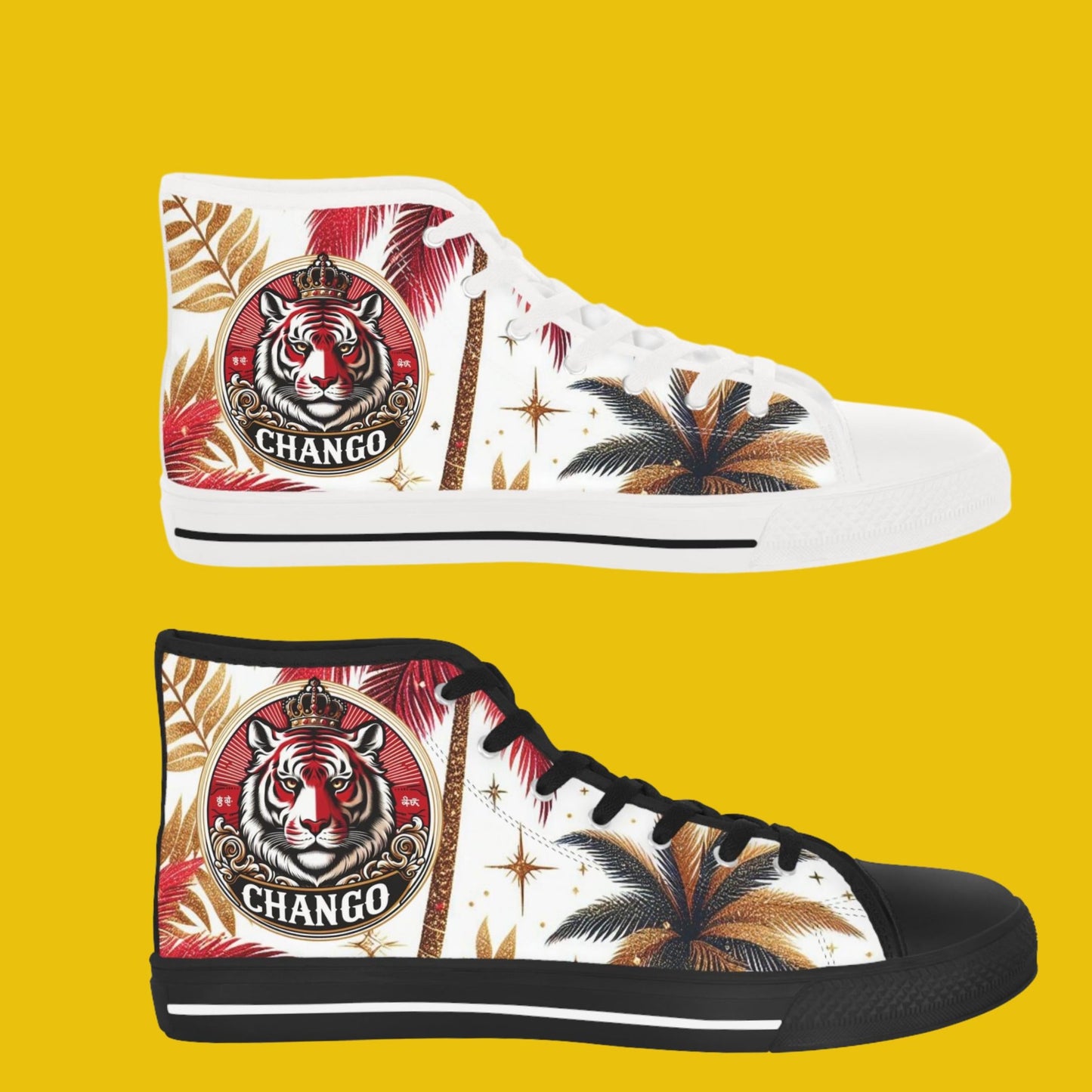 Orisha CHANGO Inspired High Top Stylish Sneakers! gift for Devotee of Godparent!