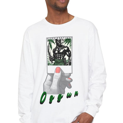 Polaroid Oggún Long Sleeve Tee – Orisha Polaroid Collection | Gift for Devotee or Godparent