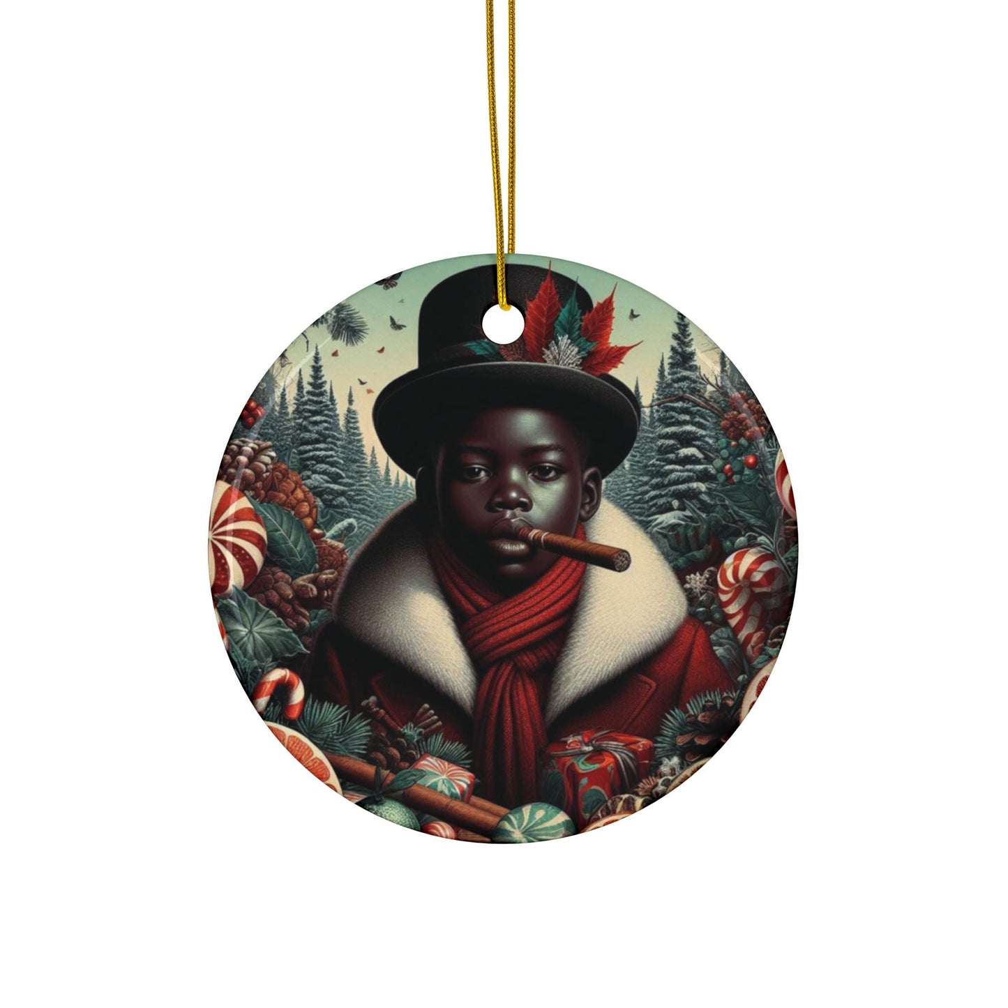 Orisha Inspired ELLEGUA Winter Theme Ornament! Festive Orisha Based Ornament!
