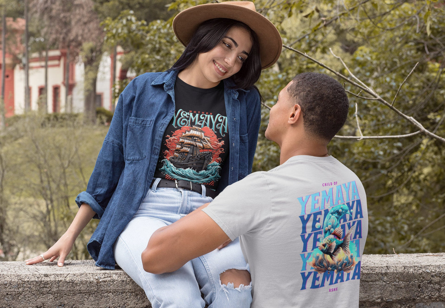 YEMAYA Ashe Shirt! "Child of Yemaya Always" urban style tshirt! Yemaya fish and dolphins Tshirt!