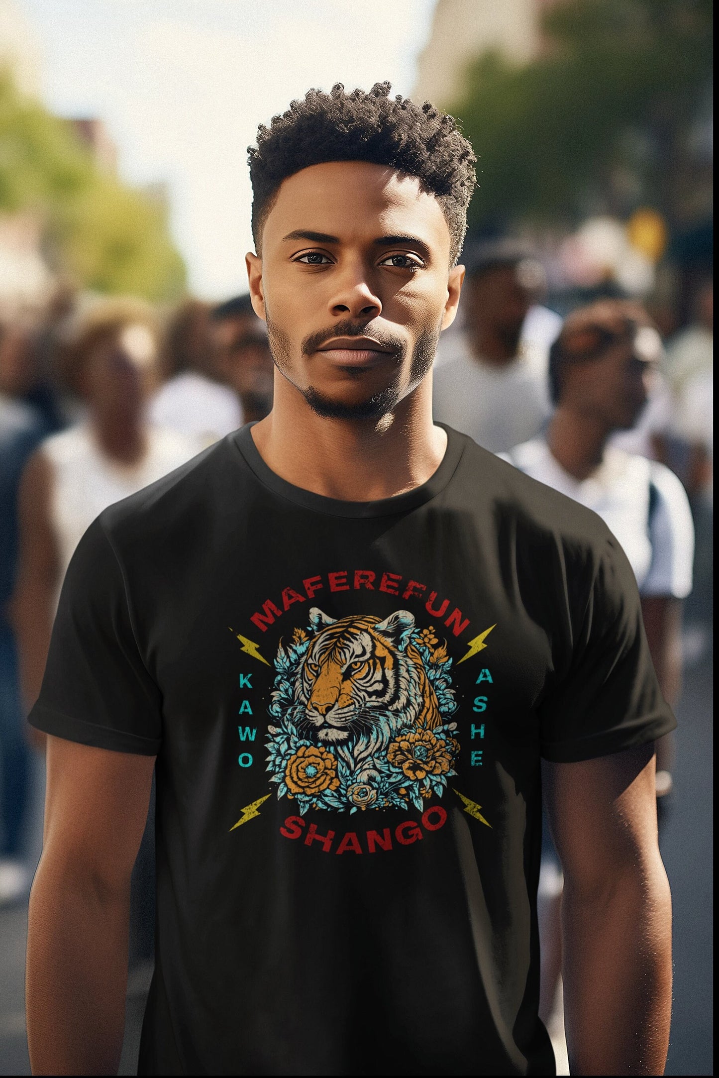 Maferefun SHANGO tiger and lightening Kawo Ashe Tshirt!
