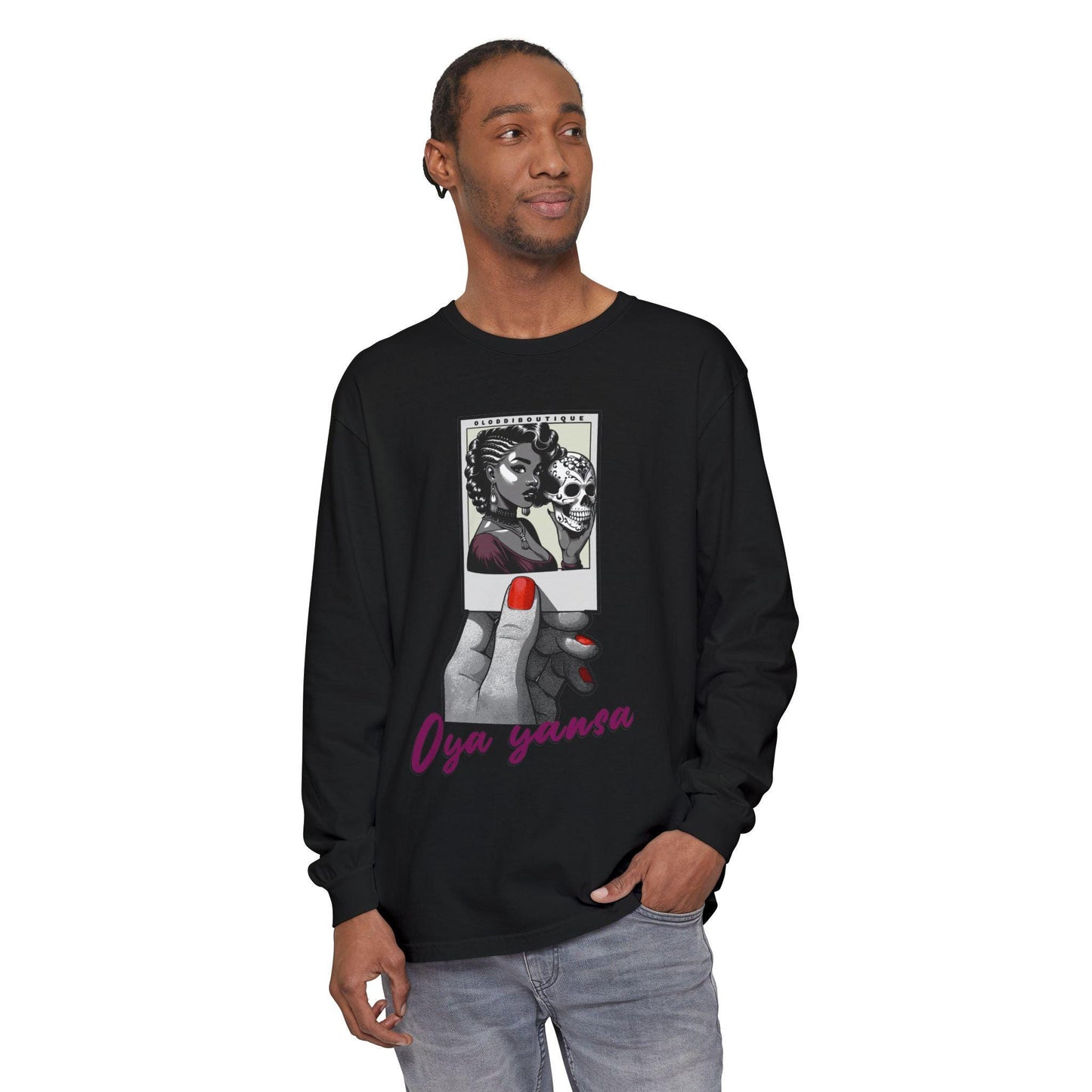 Polaroid Oya Long Sleeve Tee for Devotee & Godparent, Orisha Polaroid Collection