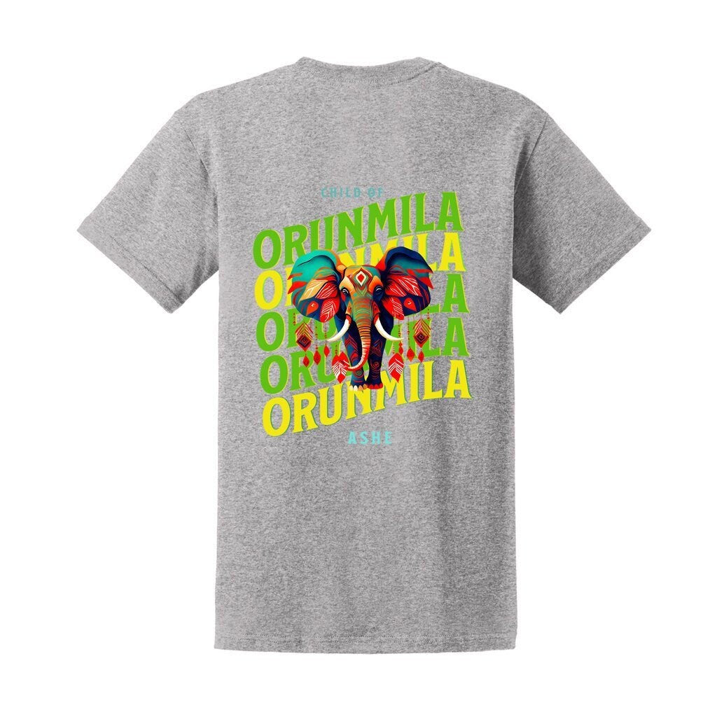 Orisha ORUNMILA Elephant Ashe Retro Tshirt, IFA Orunmila "child of Orunmila" Elephant Afroculture Tshirt