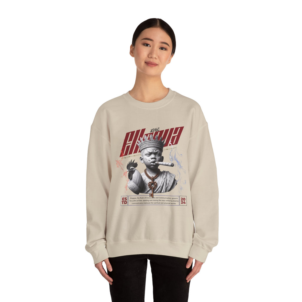 Eleggua "Ruler of All Paths" Marble Style Sweatshirt – Gift for Devotee or Godparent