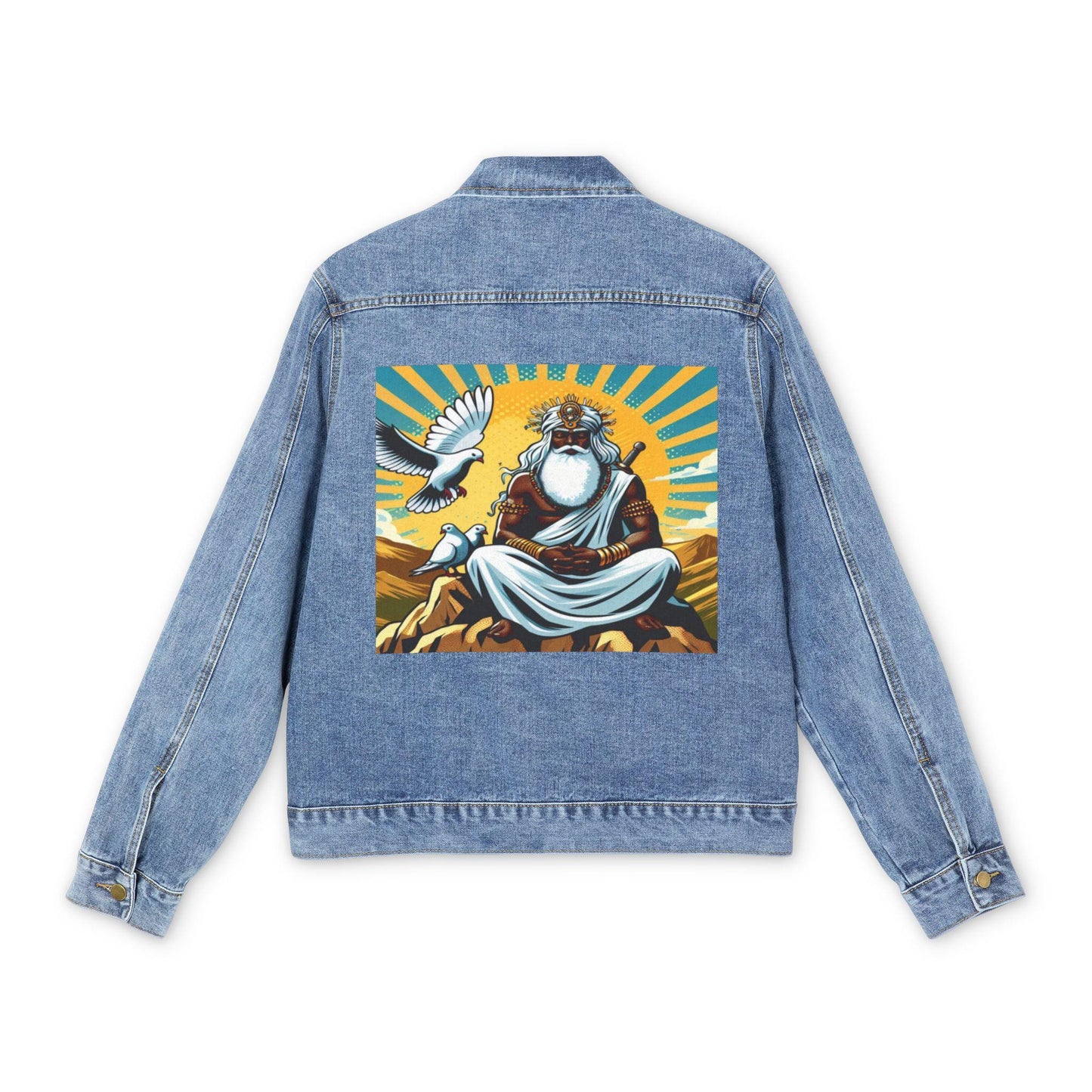 Orisha OBATALA Denim Pop Art Jean Jacket! Gift for Godparent or Devotee!