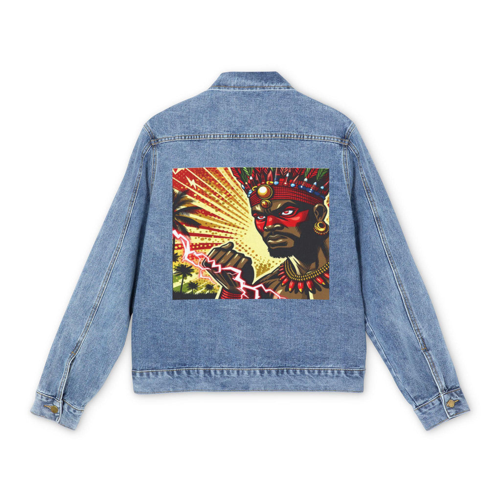 Orisha CHANGO Denim Pop Art Jean Jacket! Gift for Godparent or Devotee!