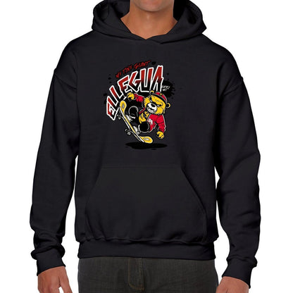 Orisha ELLEGUA "My tiny Giant"  Bear on skateboard Cute Retro Style Gift for a Friend Unisex Hoodie!