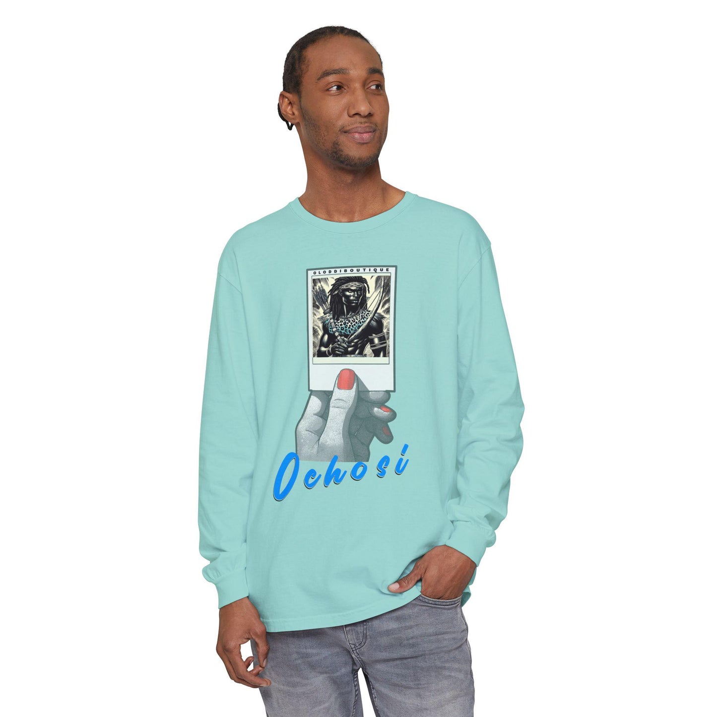 Polaroid Ochosi Long Sleeve Tee – Orisha Polaroid Collection | Gift for Devotee or Godparent