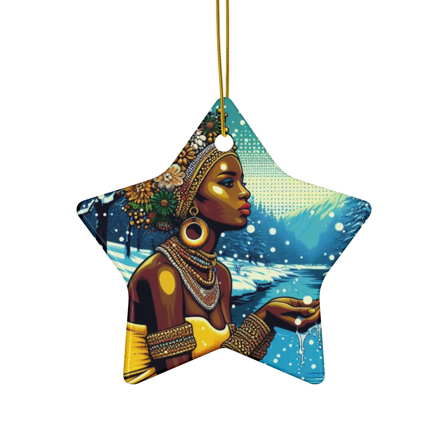 Orisha OSHUN winter theme ornament! festive orisha related ornament! Gift for devotee or godparent!