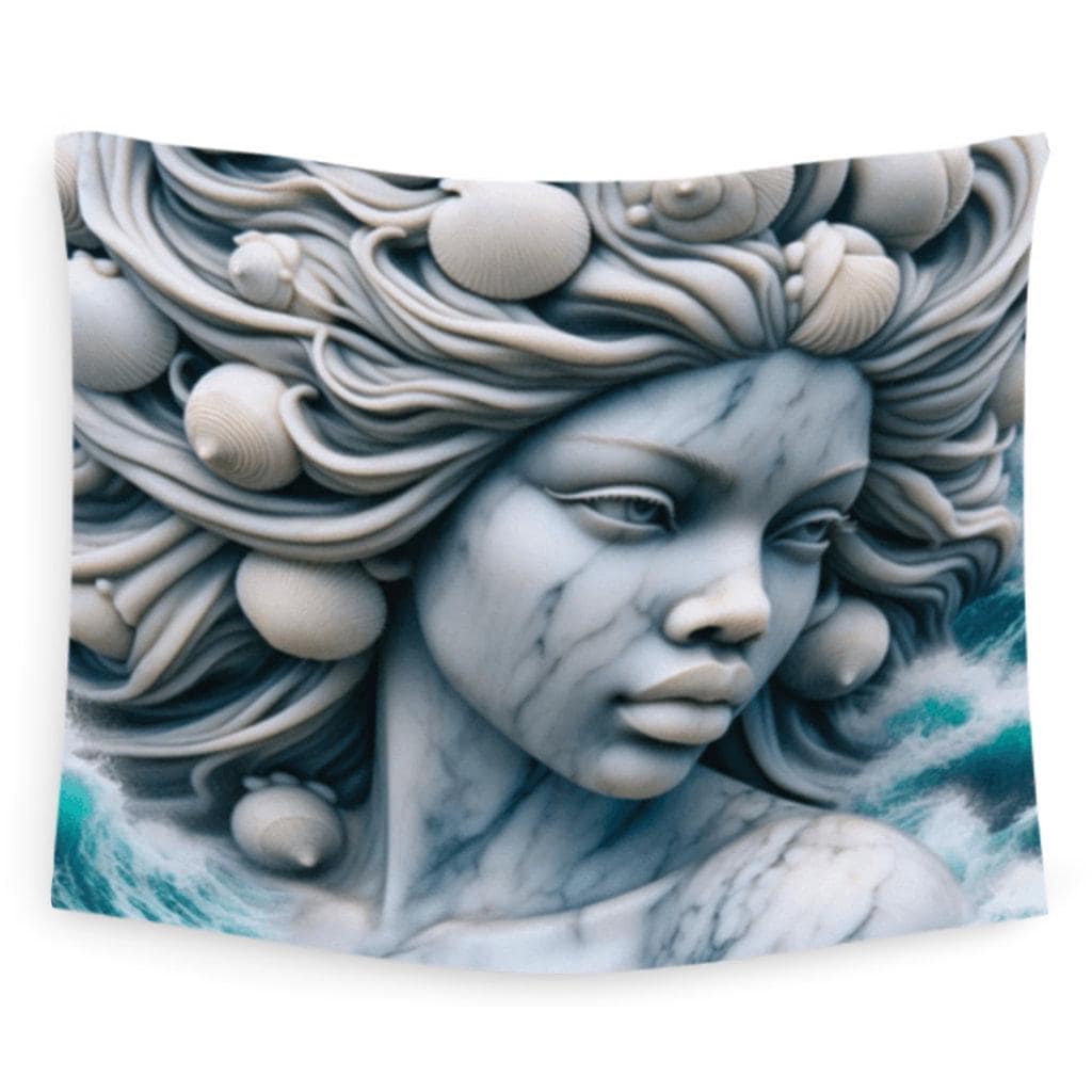Maferefun YEMAYA Marble Ocean Tapestry – Orisha Wall Art | Gift for Devotee or Godparent