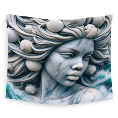 Maferefun YEMAYA Marble Ocean Tapestry – Orisha Wall Art | Gift for Devotee or Godparent