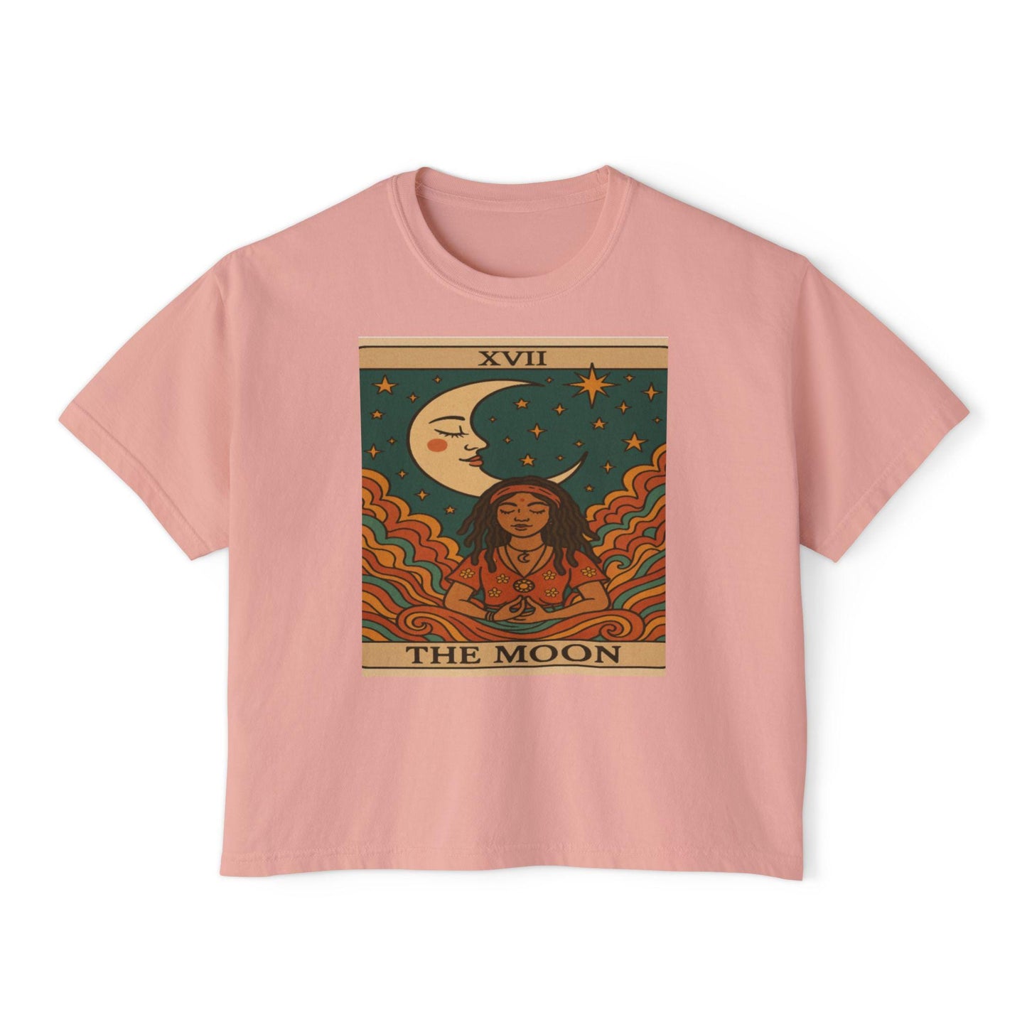 Mystical TAROT Moon Women's Boxy Tee, Tarot Tee, Astrology Shirt, Astrology Gift, Boho Fashion, Spiritual Apparel