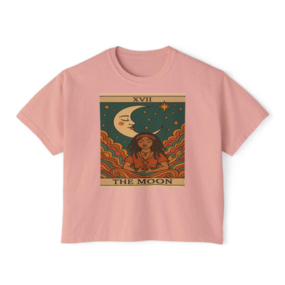 Mystical TAROT Moon Women's Boxy Tee, Tarot Tee, Astrology Shirt, Astrology Gift, Boho Fashion, Spiritual Apparel