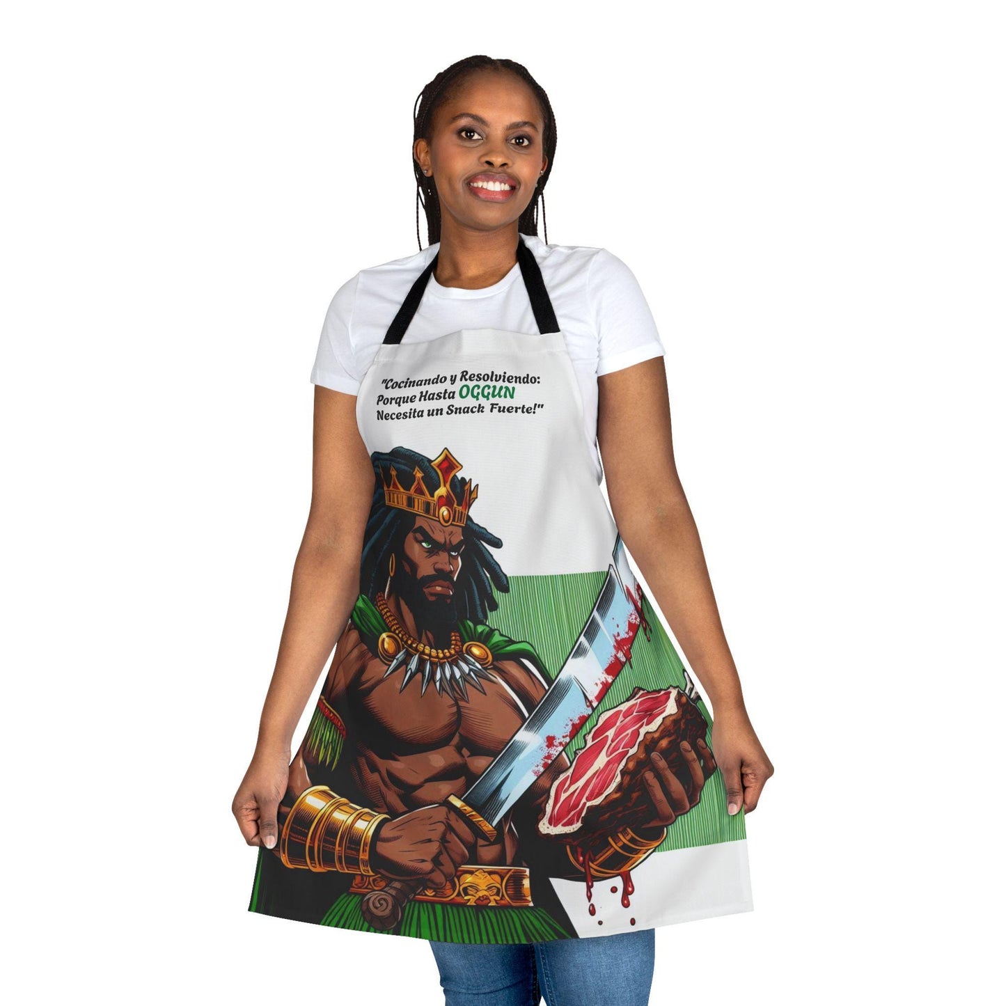 Delantal "Cocinado" de Oggún: ¡Ideal para el Cocinero! Un regalo fuerte para devotos, padrinos o chefs