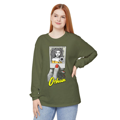 Polaroid Oshun Long Sleeve Tee for Devotee & Godparent ! Orisha Polaroid Collection