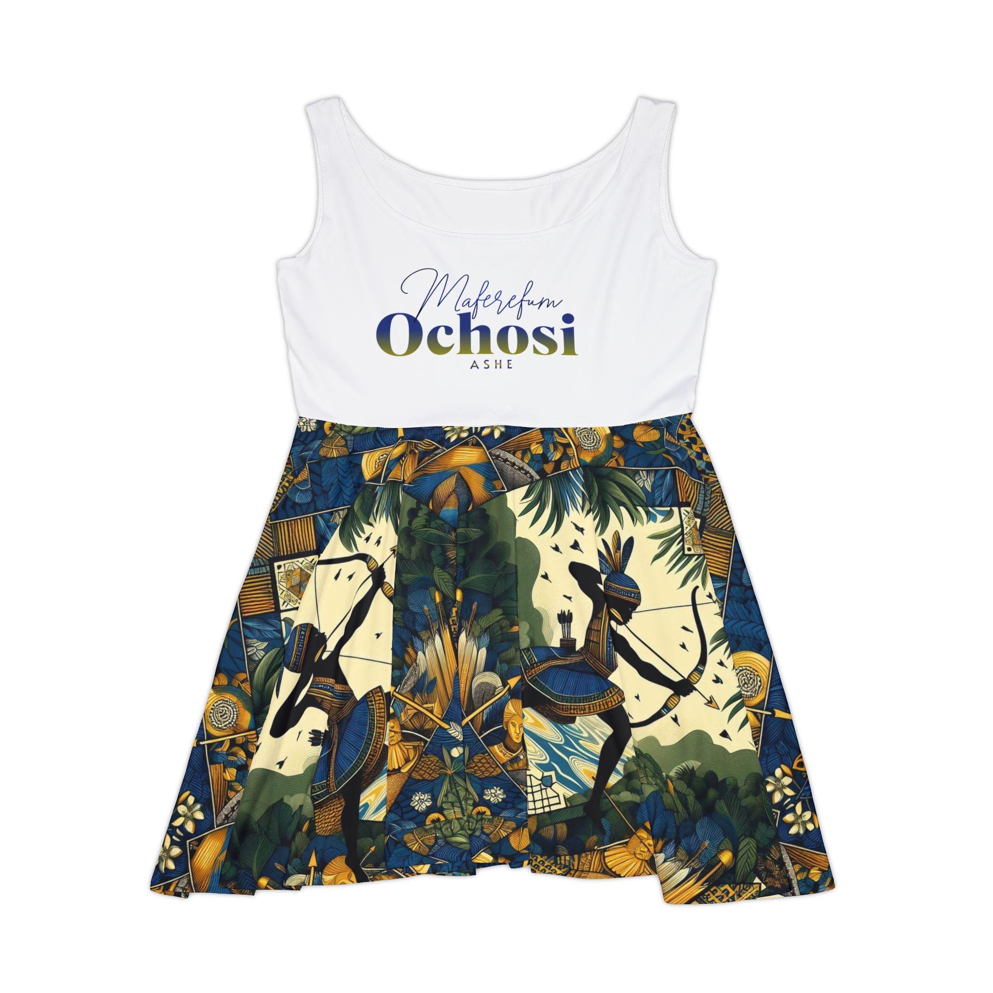 Maferefun OCHOSI Summer Skater Style Dress! Gift for Devotee or Godparent! Lucumi based Ochosi Ladies Dress!